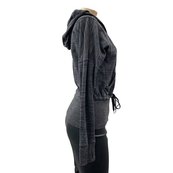 Athleta Tiger Terry Zip-Up Hoodie Heathered Gray Cinch Waist Sweatshirt Women XS - Picture 13 of 13